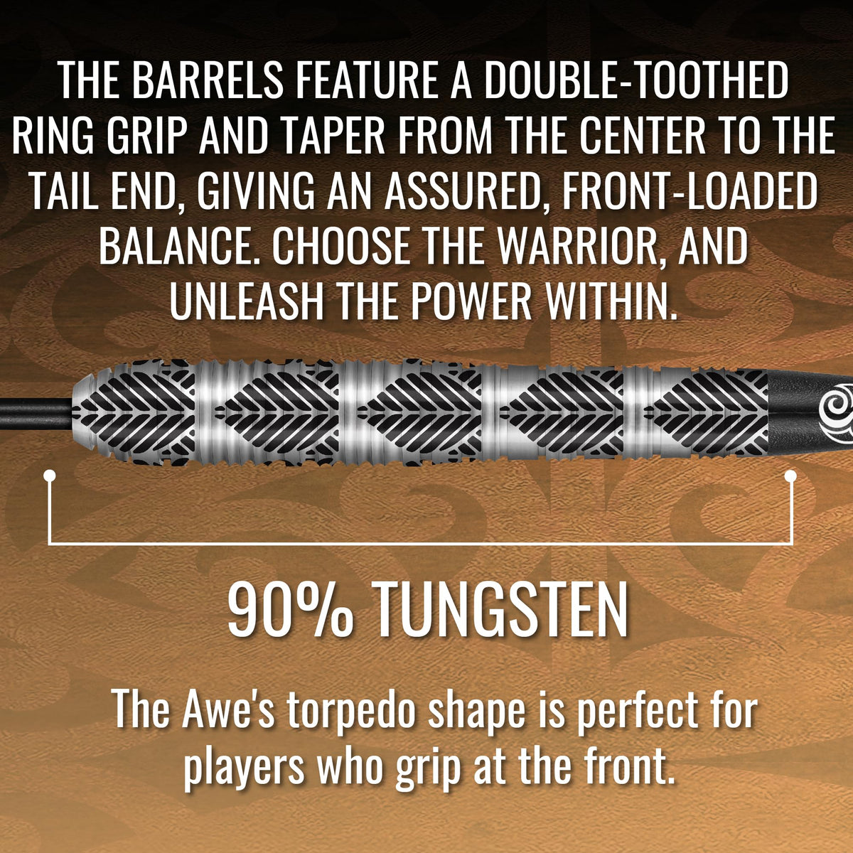 Shot! Darts Warrior Awe 90% Tungsten Steel tip Barrels, Balanced for   Maximum Aerodynamics Handcrafted Professional Dart Set and Flights Made in   New Zealand, Metal Tip Bar Darts