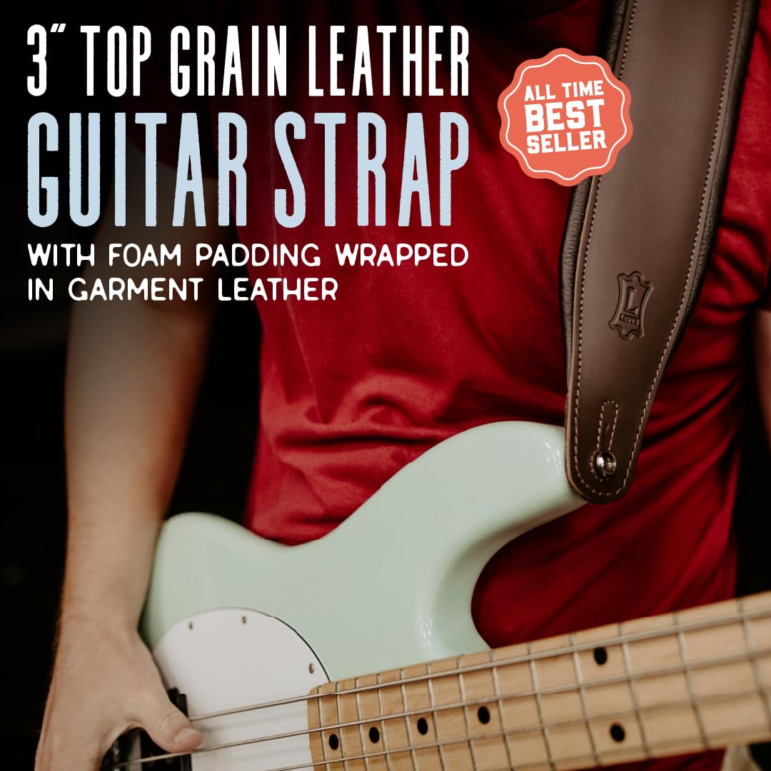 Levy's 3" Panda Top Grain Leather Guitar Strap
