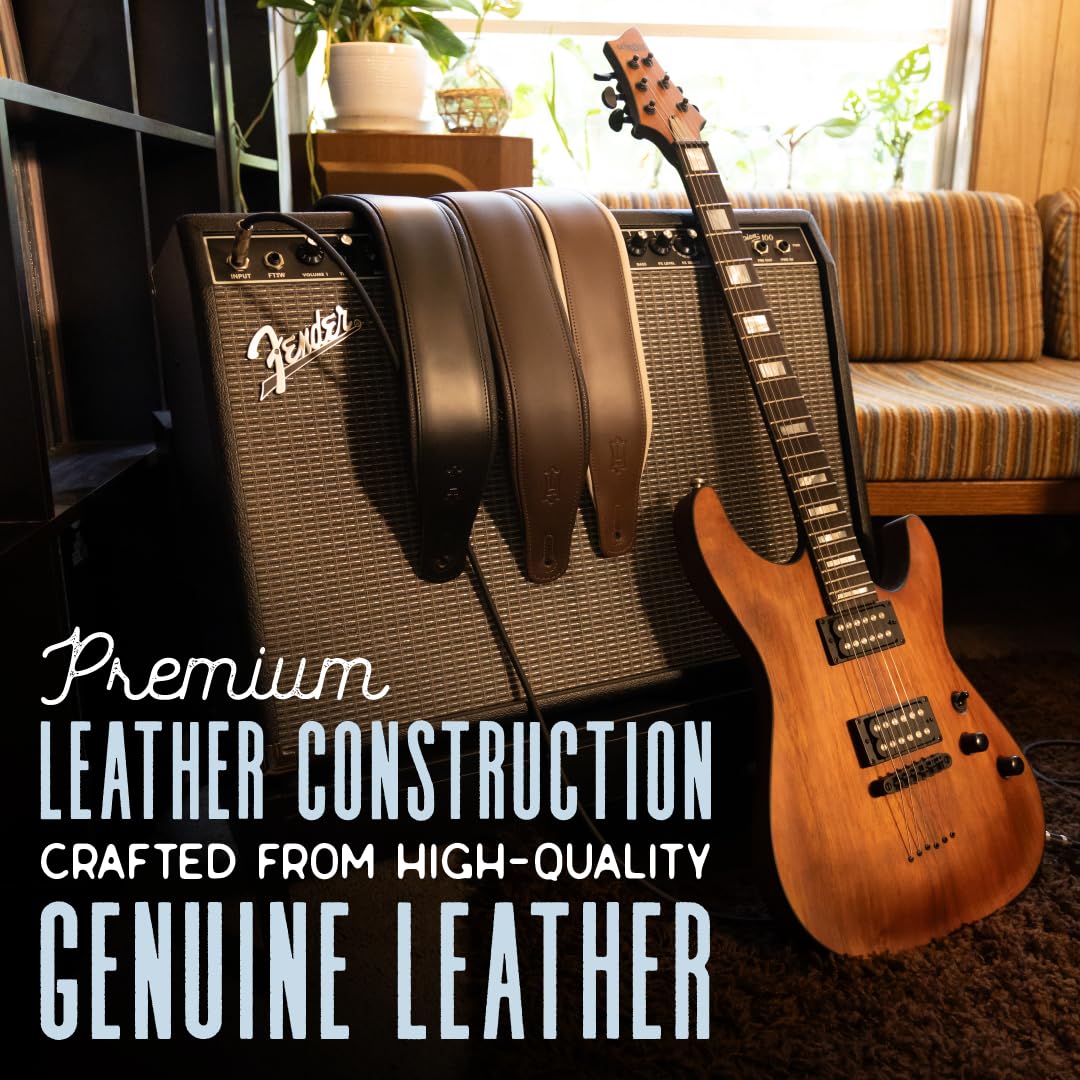 Levy's 3" Panda Top Grain Leather Guitar Strap