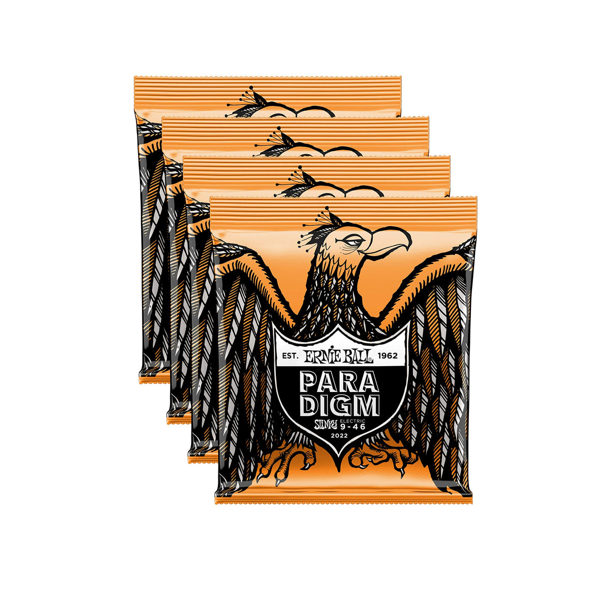 4 PACK Ernie Ball 2022 Paradigm Electric Guitar Strings Hybrid Slinky Single Set 9-46