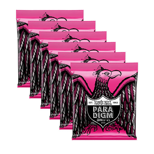 6 PACK Ernie Ball 2023 Paradigm Electric Guitar Strings, Super Slinky (9-42)