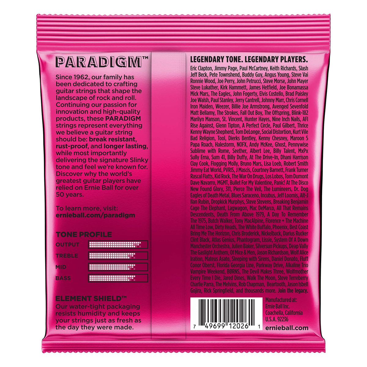 6 PACK Ernie Ball 2023 Paradigm Electric Guitar Strings, Super Slinky (9-42)