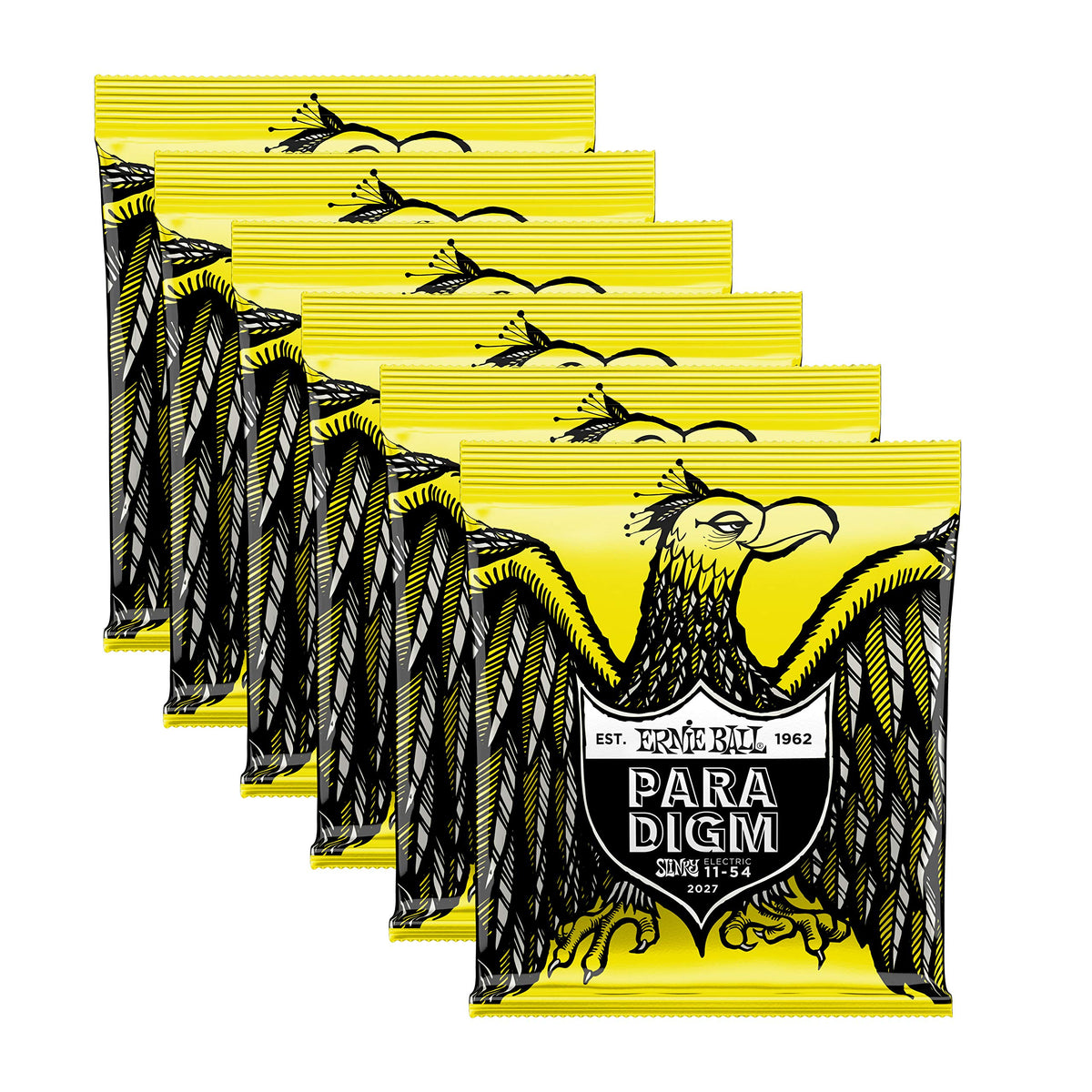 6 PACK Ernie Ball 2027 Paradigm Electric Guitar String Beefy Slinky (11-54)