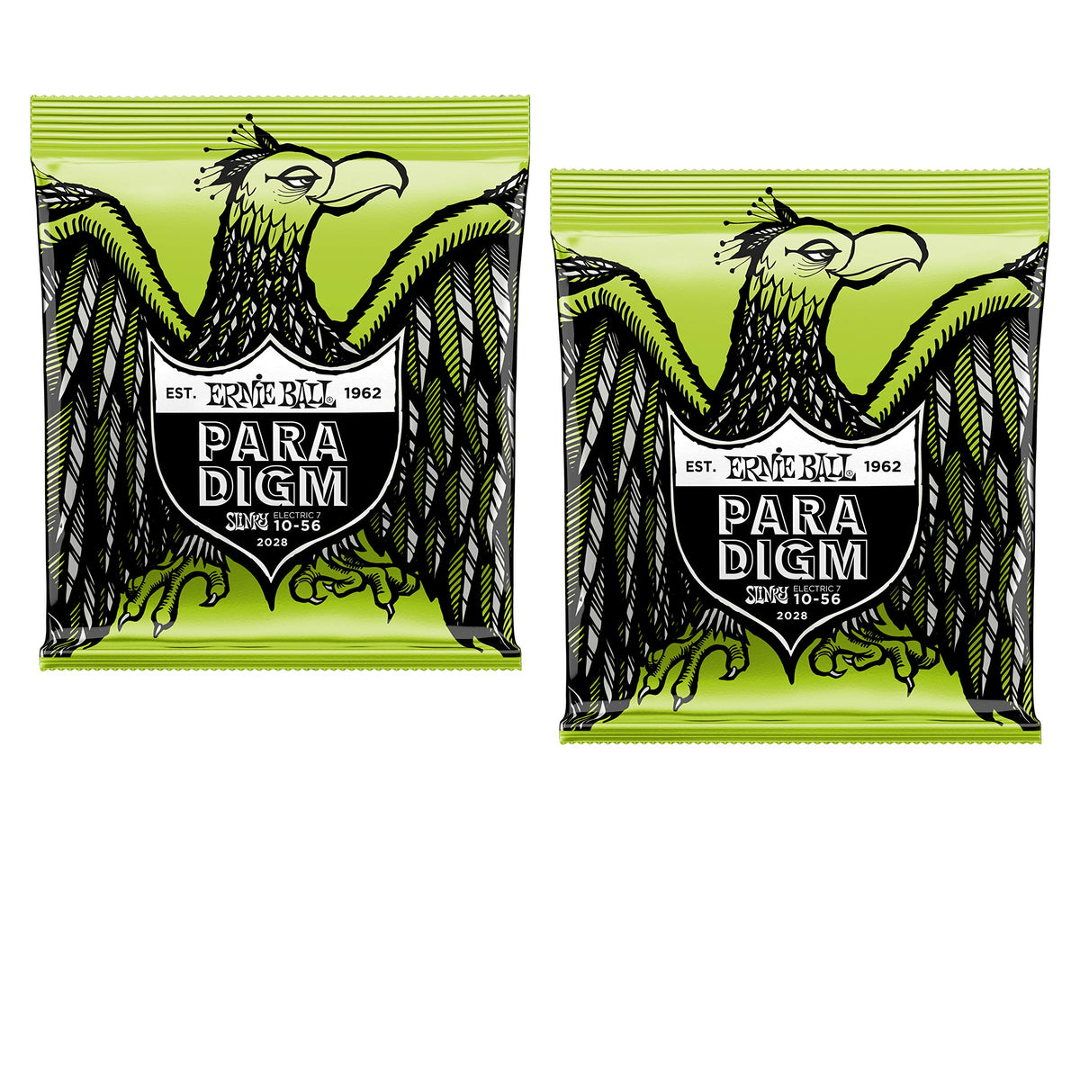 2 PACK Ernie Ball 2028 Paradigm Electric Guitar Strings, Regular Slinky 7-String 10-56