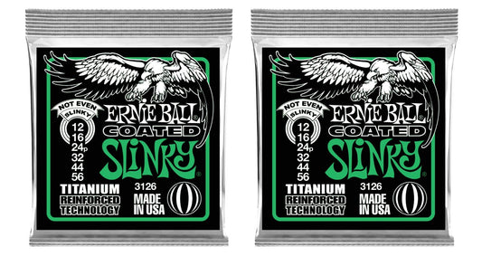 Ernie Ball Coated Not Even Slinky Electric Guitar Strings, Lot of 2 Sets, P03126 ^2
