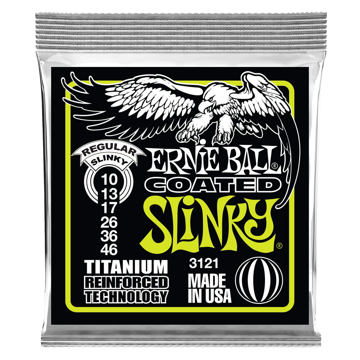5 PACK Ernie Ball P03121 Coated Regular Slinky Strings, 10-46