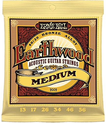 Ernie Ball Earthwood Medium 80/20 Bronze Acoustic Guitar Strings, 13-56 Gauge (P02002)'-Single Pack