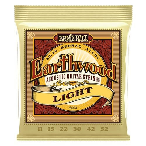 Ernie Ball Earthwood Light 80/20 Bronze Acoustic Guitar Strings, 11-52 Gauge (P02004)