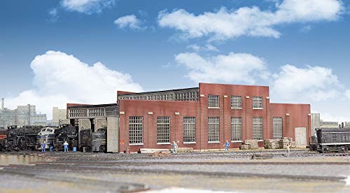 Cornerstone Series® N Scale Modern 3-Stall Roundhouse 10-13/16 x 3-15/16" 27.4 x 10cm; Stall Width at Rear 3-3/16" 8.096cm