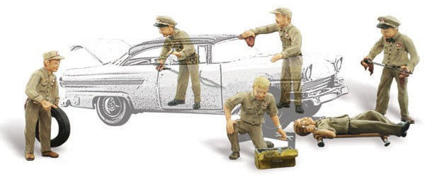 Service Station Attendants w/Accessories (6) HO Scale Woodland Scenics