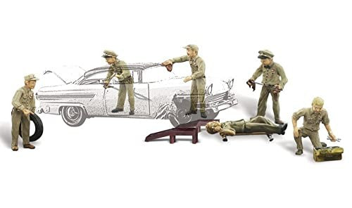 Service Station Attendants w/Accessories (6) HO Scale Woodland Scenics