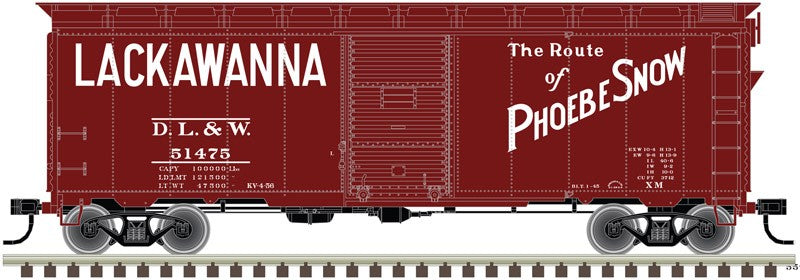 Atlas HO Scale 1937 AAR 40' Boxcar (Kit) Delaware, Lackawanna & Western #51475