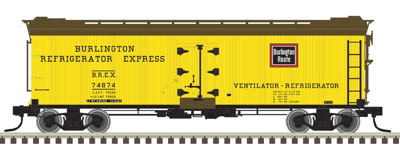 Atlas O Scale 40' Rebuilt Wood Reefer (2-Rail) Chicago Burlington Quincy #74676