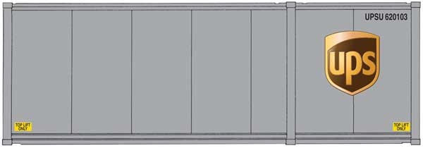 28' Container with Chassis 2-Pack - Assembled - United Parcel Service (Modern Shield Logo, Gray, Brown, Yellow)