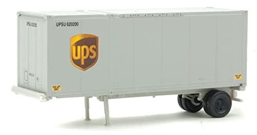 28' Container with Chassis 2-Pack - Assembled - United Parcel Service (Modern Shield Logo, Gray, Brown, Yellow)