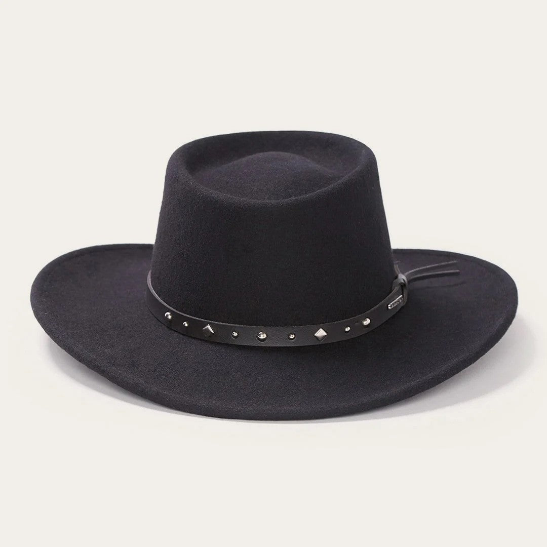 Stetson Men's Hawk Crushable Wool Gambler Hat Black Medium