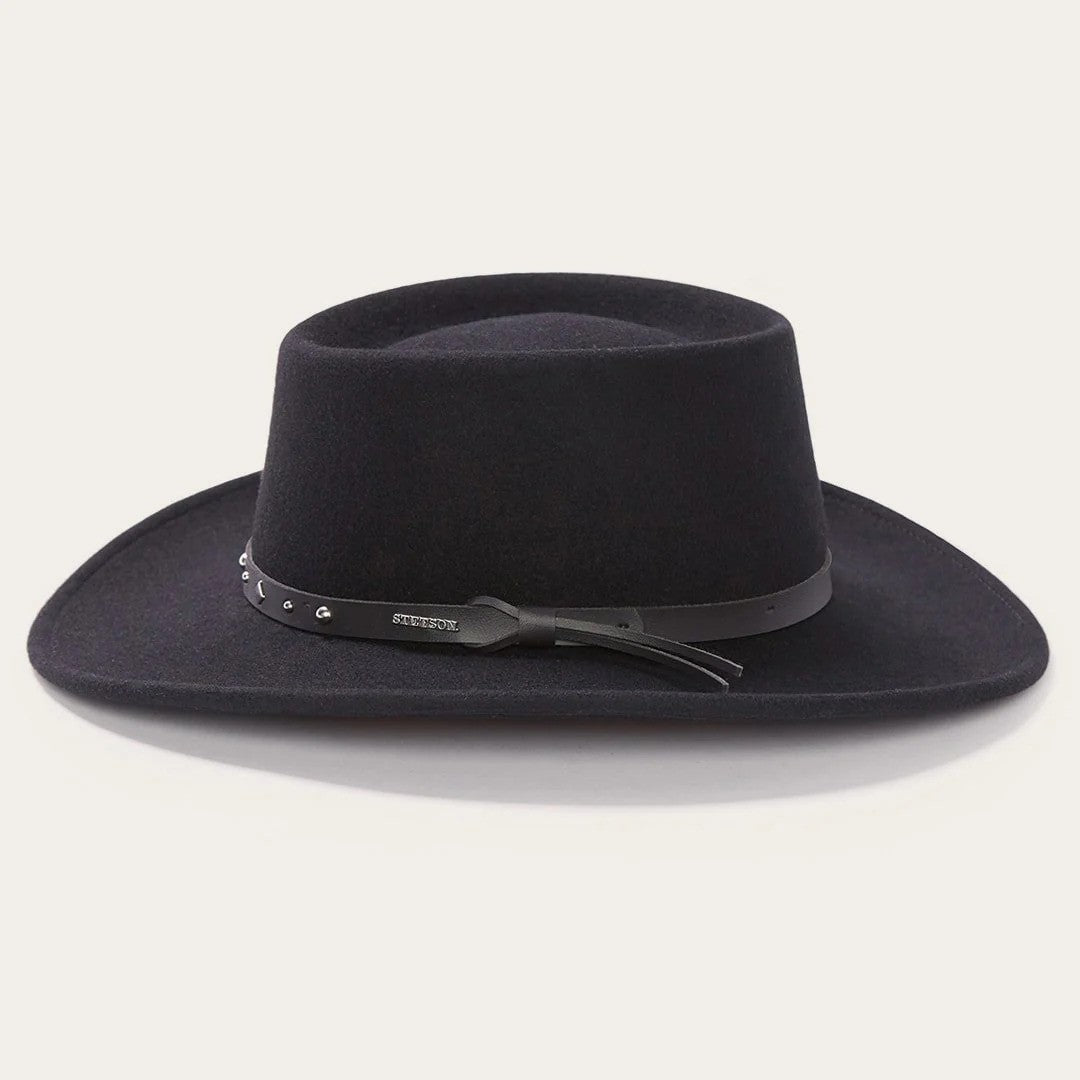 Stetson Men's Hawk Crushable Wool Gambler Hat Black X-Large