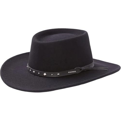Stetson Men's Hawk Crushable Wool Gambler Hat Black X-Large