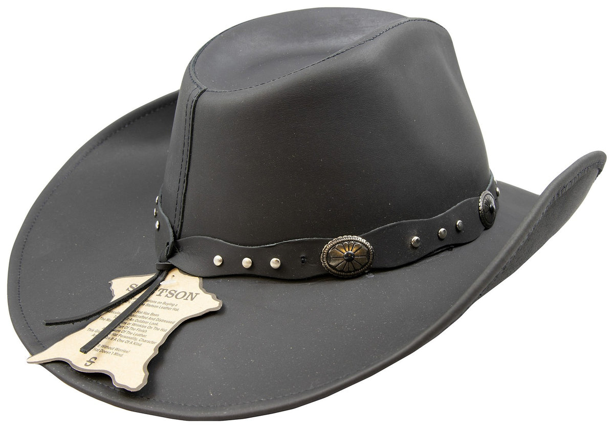 Stetson Men's Cowboy, Black Leather, Medium