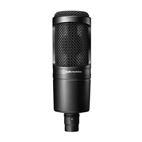 Audio-Technica AT2020 Cardioid Condenser Studio XLR Microphone, Ideal for Project/Home Studio Applications, Black