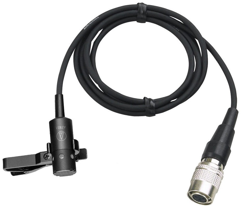 Audio-Technica AT831cW Cardioid Condenser Clip-On Lavalier Mic Terminated with locking 4-pin connector for A-T UniPak® body-pack wireless transmitters