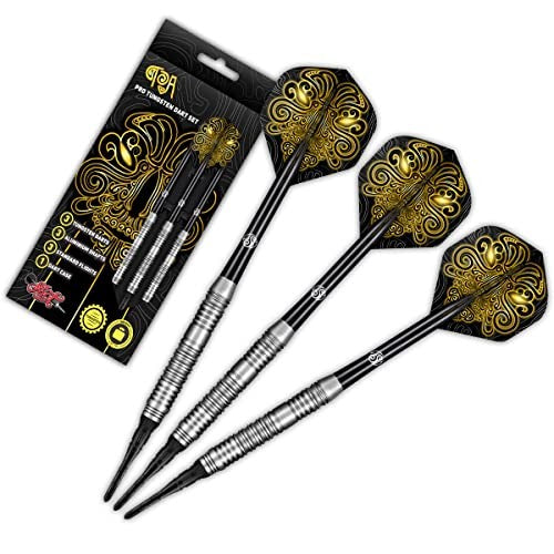 Shot! Darts Soft Tip TOA, 70% Tungsten Barrels, Center Weighted, Pro   Throwing Darts for Maximum Aerodynamics Handcrafted Professional Dart Set and   Flights Made in New Zealand, Plastic Tip Bar Darts