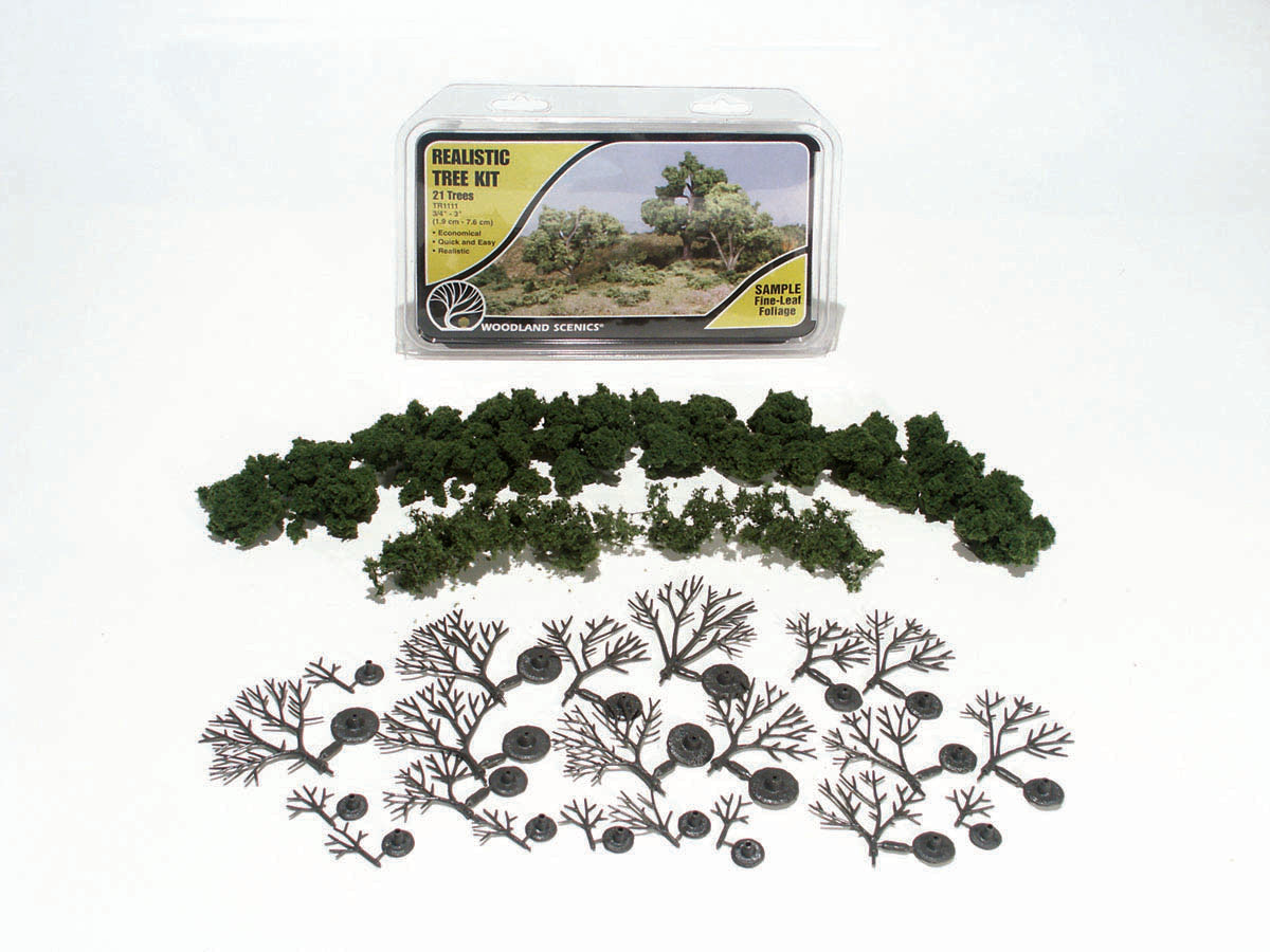 Woodland Scenics Realistic Trees Kits Medium Green Deciduous 3/4" to 3" 21-Pk