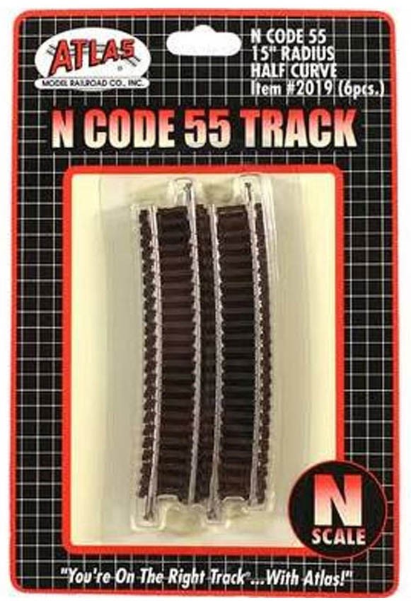 Atlas 2019 N Scale Code 55 15" Radius Half Curve