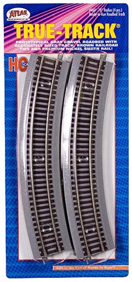 ATM460 HO 18 in. Radius Curve True Track - Pack of 4