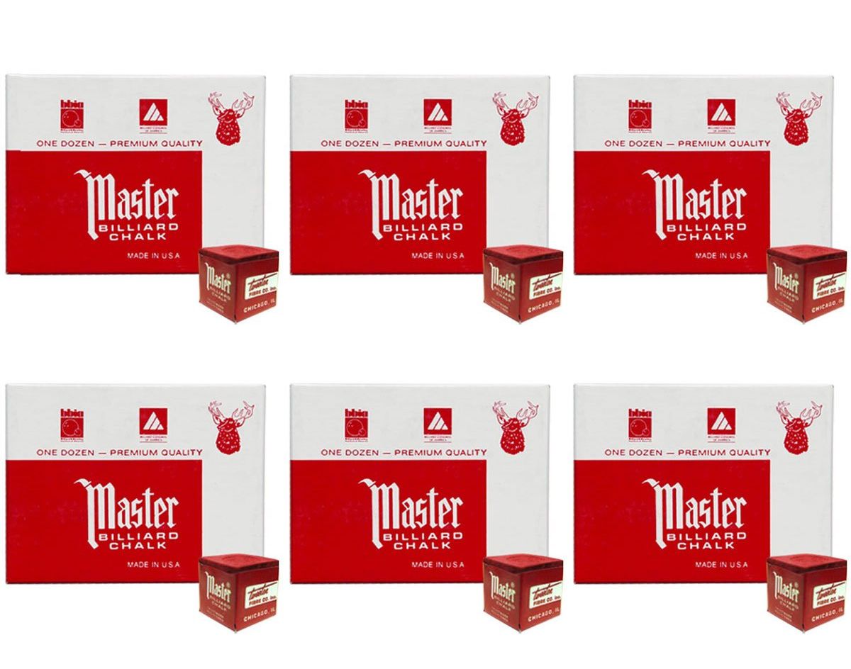 Master Billiard/Pool Cue Chalk - Red - 6 Pack/72 Pieces