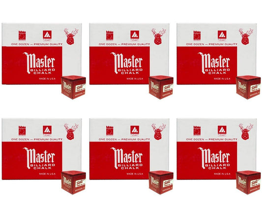 Master Billiard/Pool Cue Chalk - Red - 6 Pack/72 Pieces