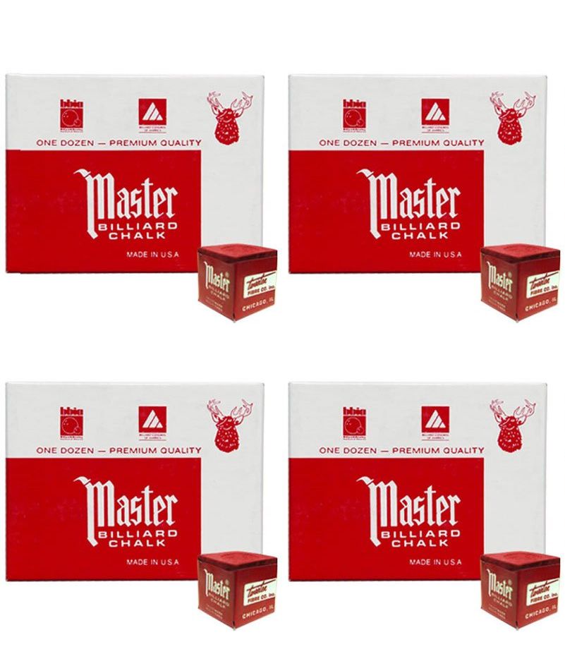 Masters Red Billiard Chalk - 4 Pack/48 Pieces