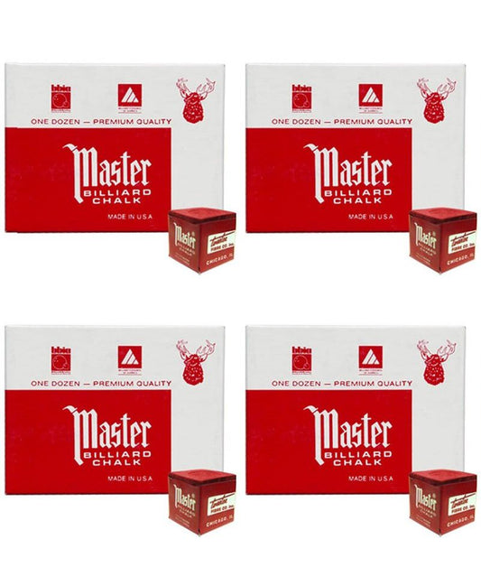Masters Red Billiard Chalk - 4 Pack/48 Pieces