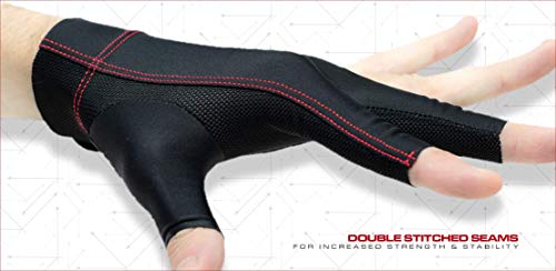 Cuetec AXIS Pool/Billiards Black Glove; Right Bridge Hand, Large