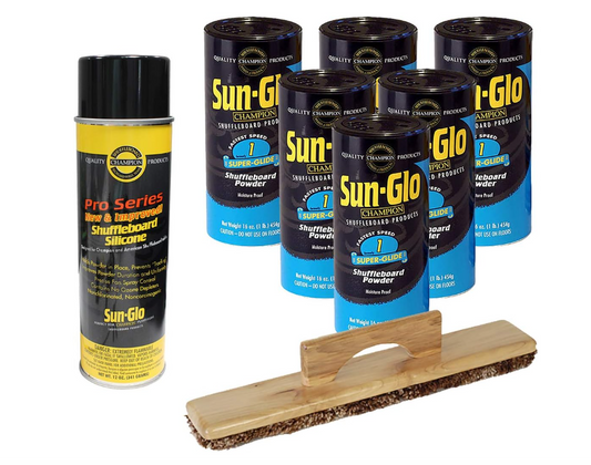 Sun-Glo Speed #1 Shuffleboard Powder 16 oz, 6pk with Sweep & Silicone