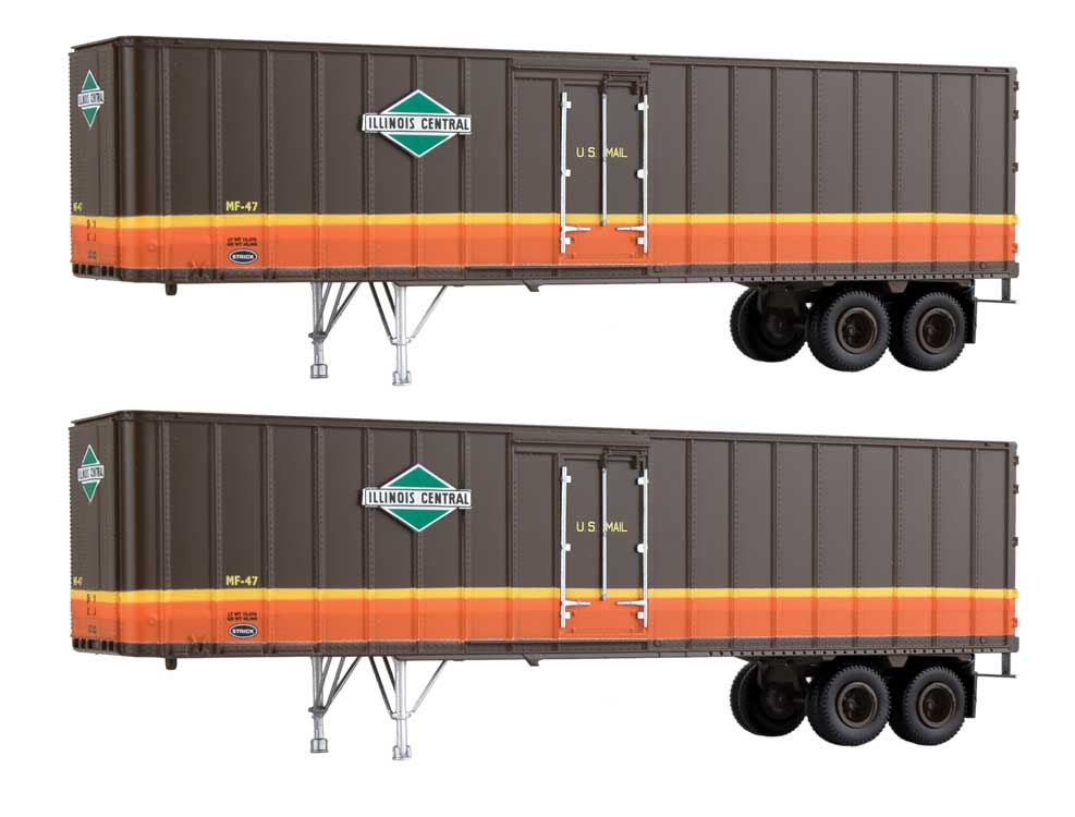 Walthers SceneMaster HO Scale 40' Trailer (2-Pack) Illinois Central/IC/US Mail